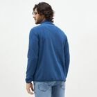 Men's Deep Steel Blue High Neck Full Zip Sweatshirt, Teal Blue, small image number null