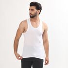 Men's White 100% Cotton Round Neck Sleeveless Vest, सफ़ेद, small