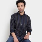 Cotton Stripes Casual Shirt, Dark Blue, small image number null