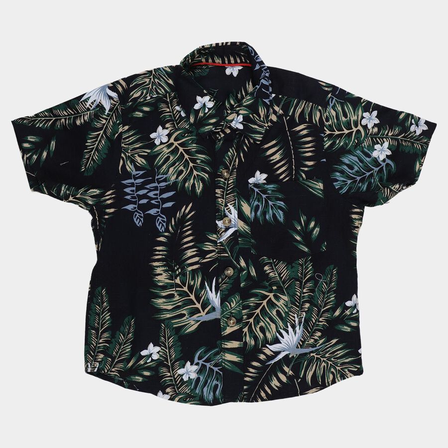 Boys Navy Blue Cotton Half Sleeve Classic Casual Shirt, Navy Blue, large