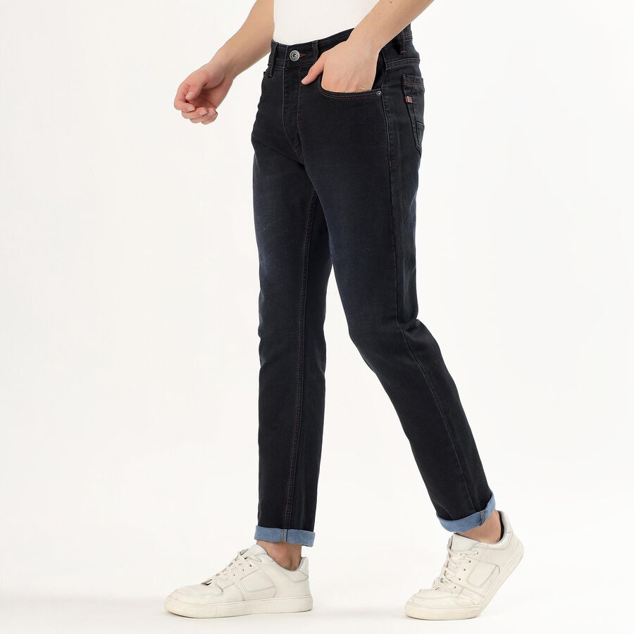 Men's Deep Charcoal Black Slim Fit Jeans, गहरा नीला, large image number null