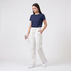 Women's Grey Straight Fit Cargo Track Pants, मिश्रित मध्यम ग्रे, small