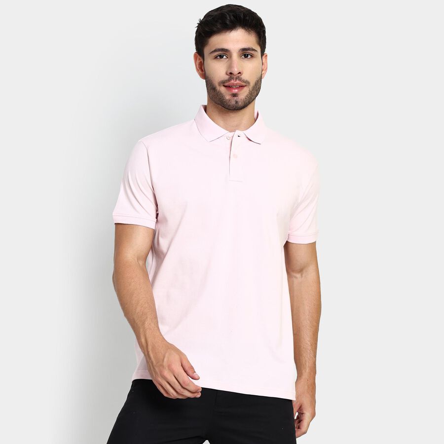 Men's Collared Half Sleeves T-Shirt , गुलाबी, large image number null