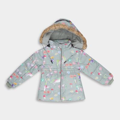 Girls' Pastel Sage Hooded Casual Jacket