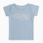 Girls Light Powder Blue Cotton Round Neck Casual T-Shirt, हल्का नीला, small