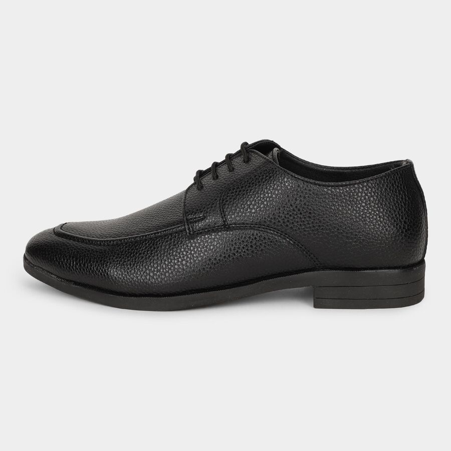 Men's Jet Black Lace-Up Formal Shoes, काला, large