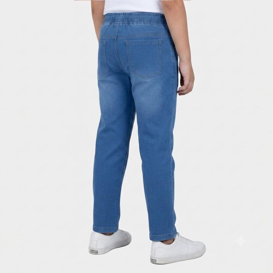 Boys Light Blue Straight Fit Drawstring Waist Jeans, हल्का नीला, large