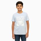 Boys Light Powder Blue Crew Neck Casual T-Shirt, हल्का नीला, small image number null