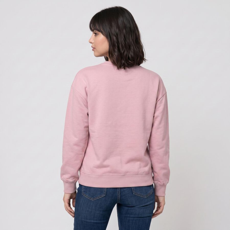 Women Lilac Crew Neck Graphic Print Sweatshirt, Lilac, large