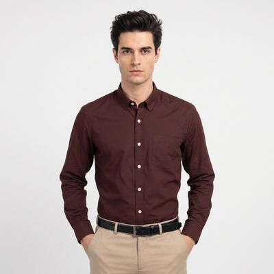 Men's Maroon Formal Shirt