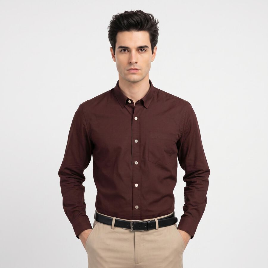Men's Maroon Formal Shirt, मरून, large