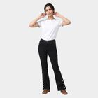 Women's Black Bootcut Fit Button Hem Jeans, Black, small