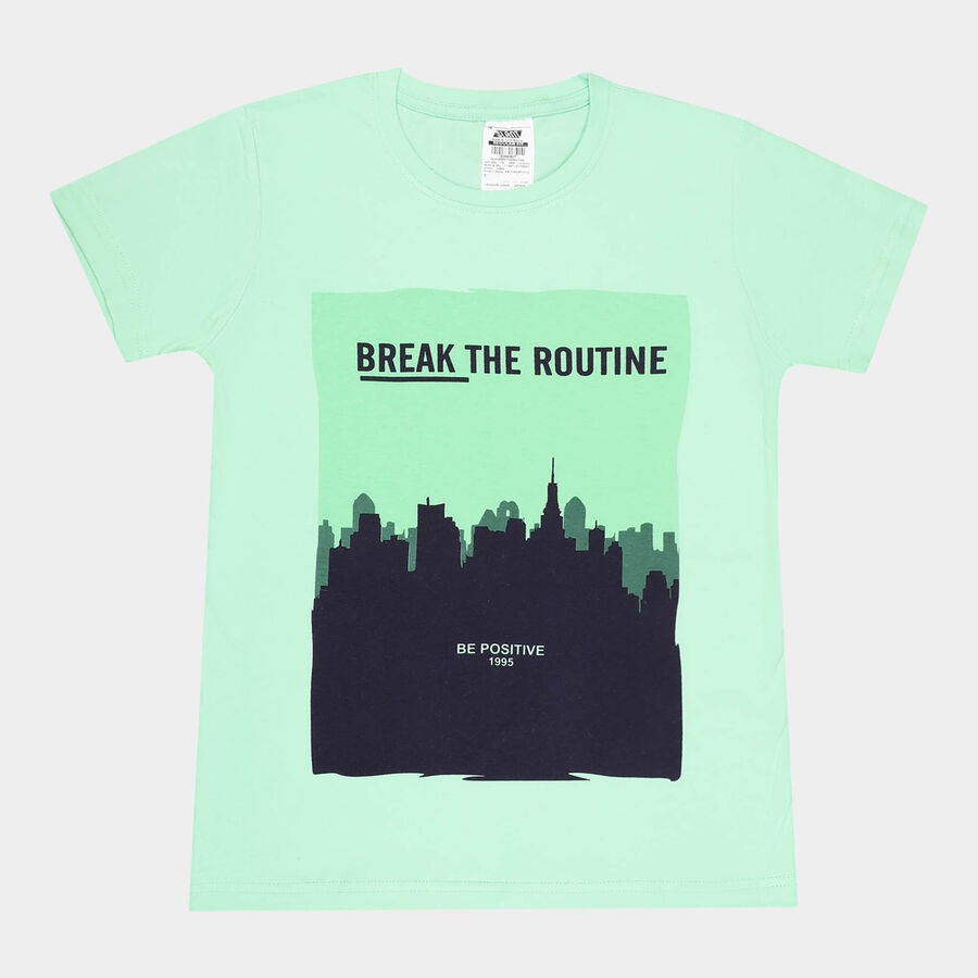 Boys Cotton T-Shirt, Light Green, large image number null
