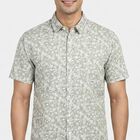 Men's Green Cotton Floral Spread Collar Regular Fit Shirt, हल्का हरा, small