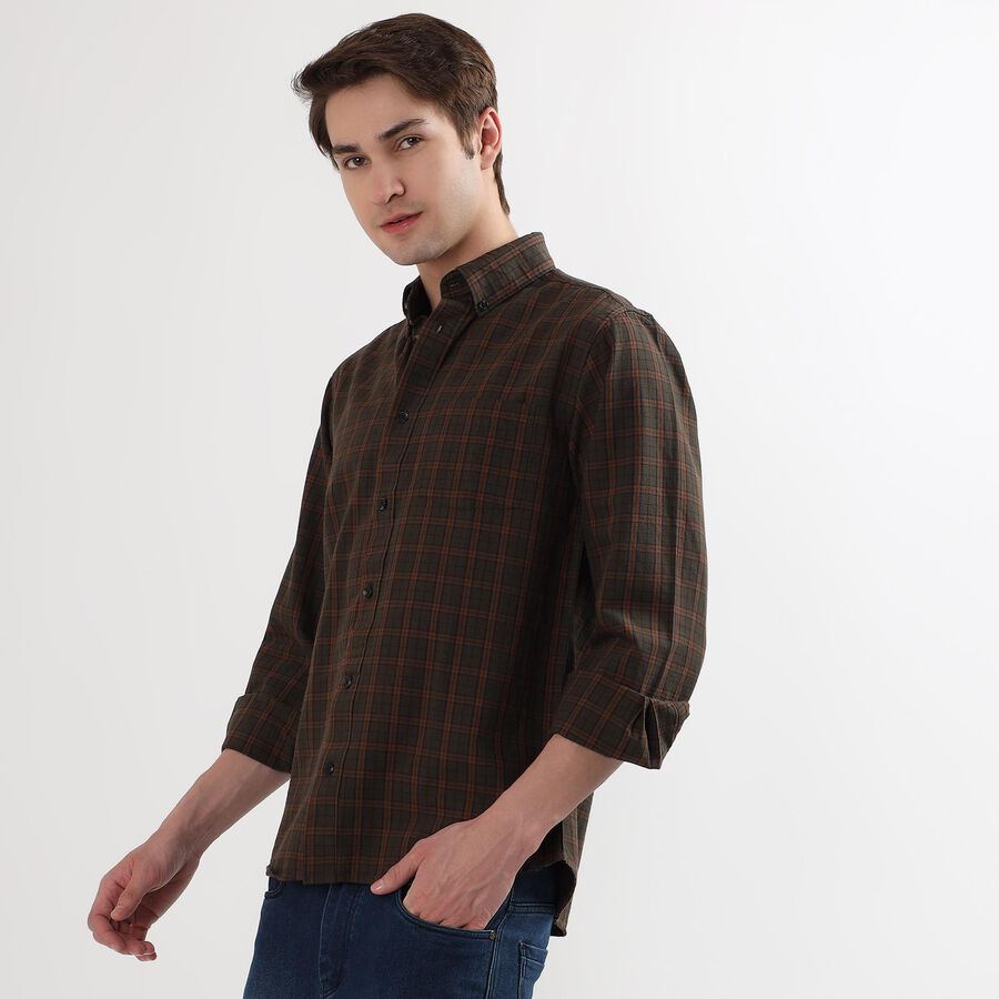 Men's 100% Cotton Casual Shirt, Olive, large image number null