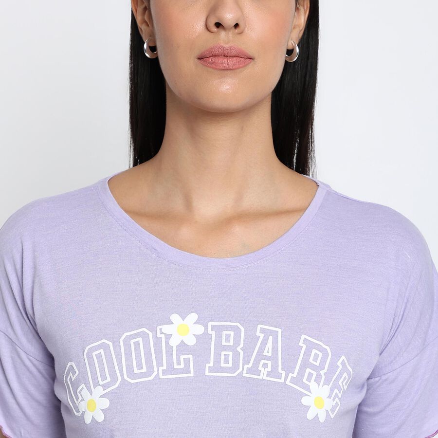 Soild Round Neck T-Shirt, Lilac, large image number null
