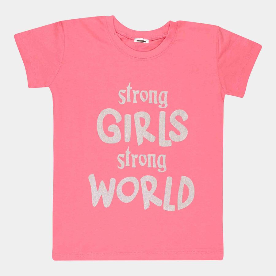 Girls Printed T-Shirt, Pink, large image number null