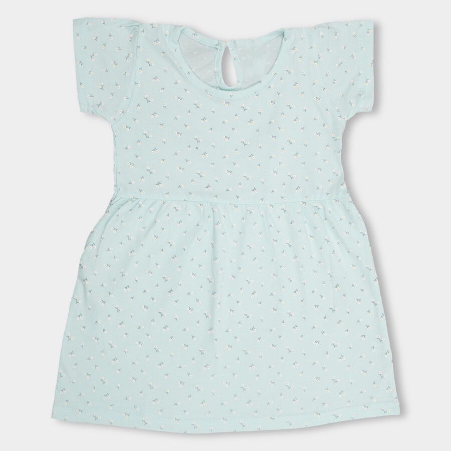 Infant Girls' 100% Cotton Frock, एक्वा, large
