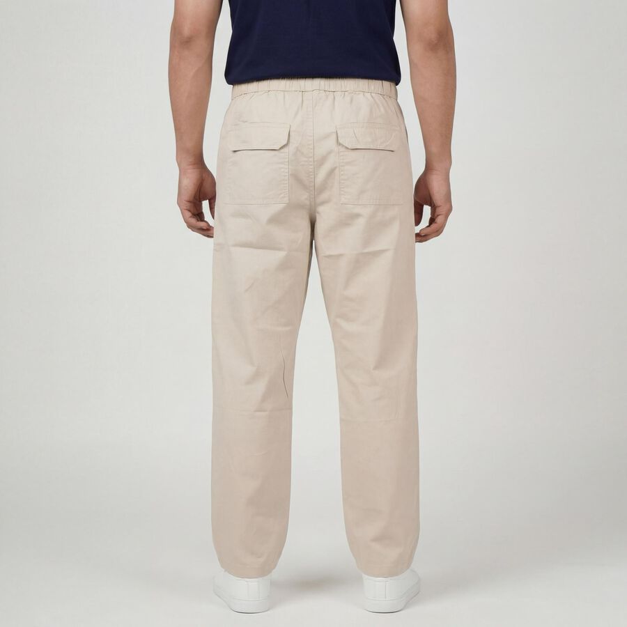 Men's Beige Slim Fit Casual Trousers, Beige, large