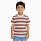 Boys Deep Maroon and White Crew Neck Casual T-Shirt, मरून, small image number null