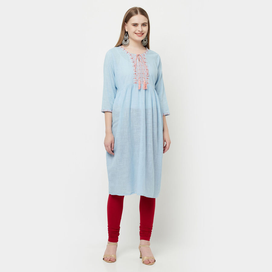 Cotton Flared Kurta, Light Blue, large image number null