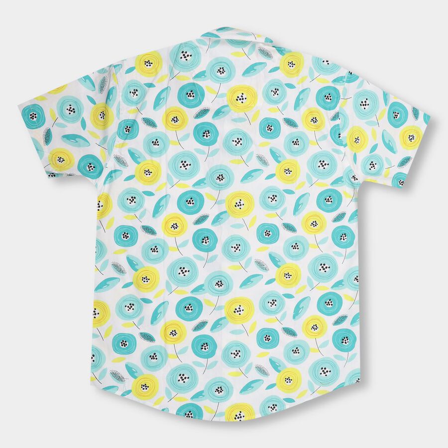 Boys' Bright Aqua Blue Cotton Regular Collar Casual Shirt, Light Green, large image number null