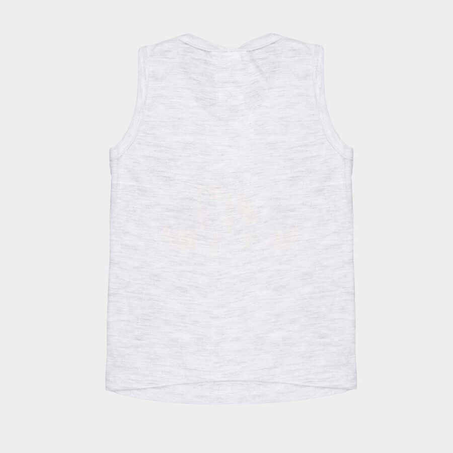 Infants Cotton Solid Vest, Melange Light Grey, large image number null