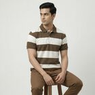 Men's Brown Polo Neck Classic T-Shirt, Brown, small