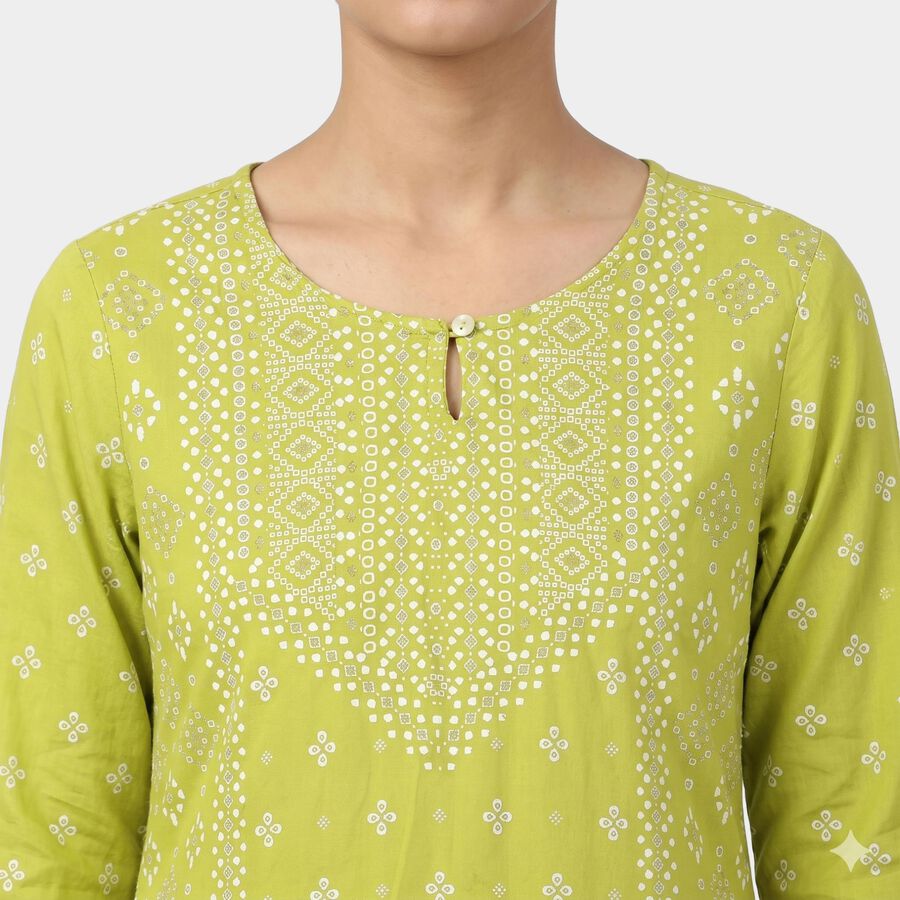 Women's Green Solid Straight Kurti, Light Green, large