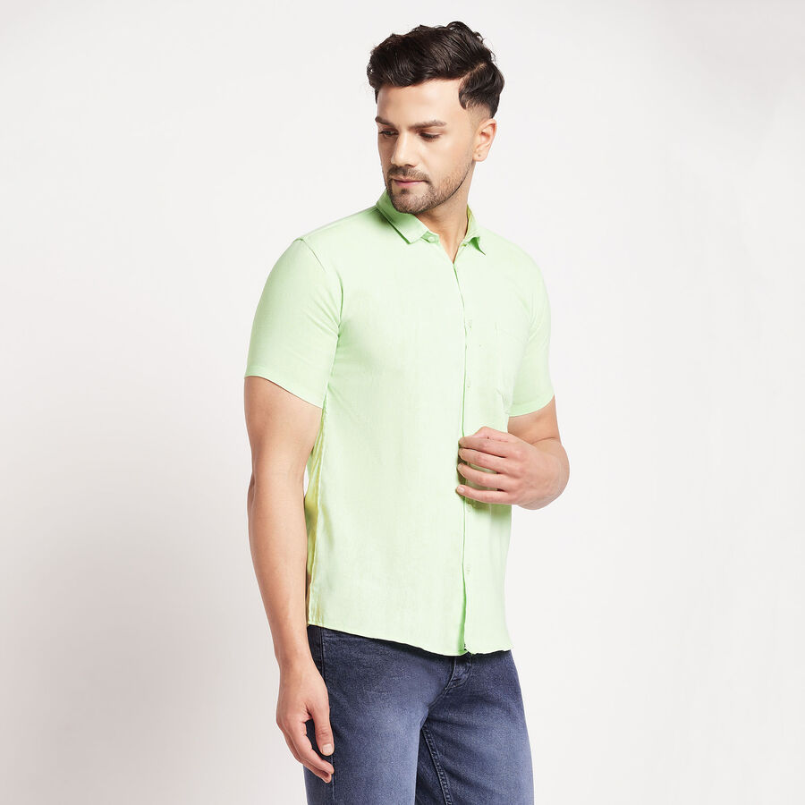 Solid Casual Shirt, Light Green, large image number null