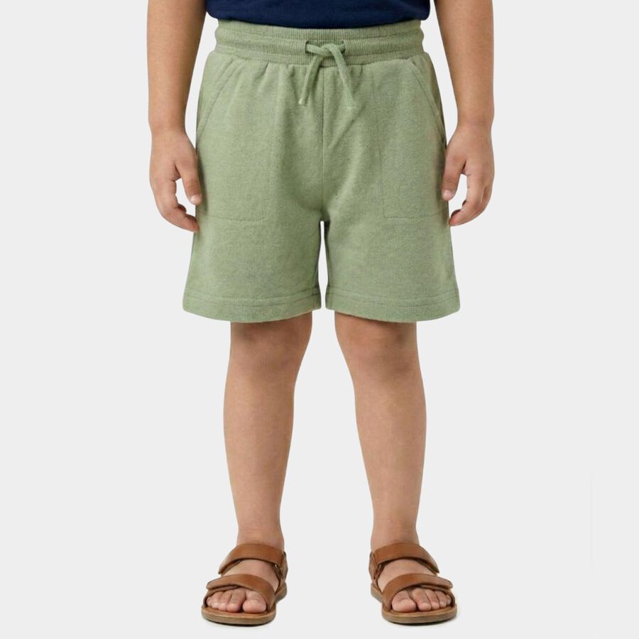 Boys' Green Cotton Blend Regular Fit Bermuda Shorts, हल्का हरा, large