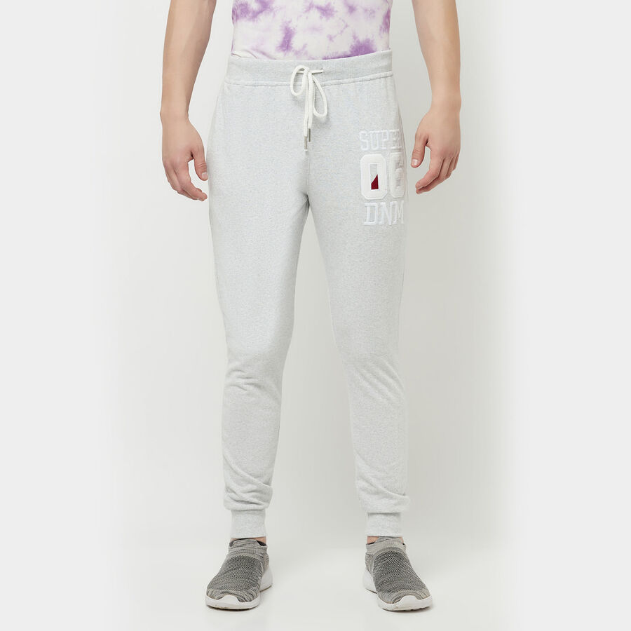 Cut & Sew Basic Track Pants, Melange Mid Grey, large image number null