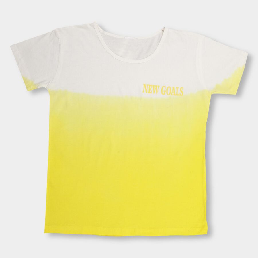 Girls' 100% Cotton T-Shirt , Yellow, large