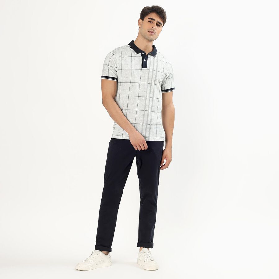 Men's Grey Cotton Polo Neck Printed T-Shirt, Dark Green, large image number null