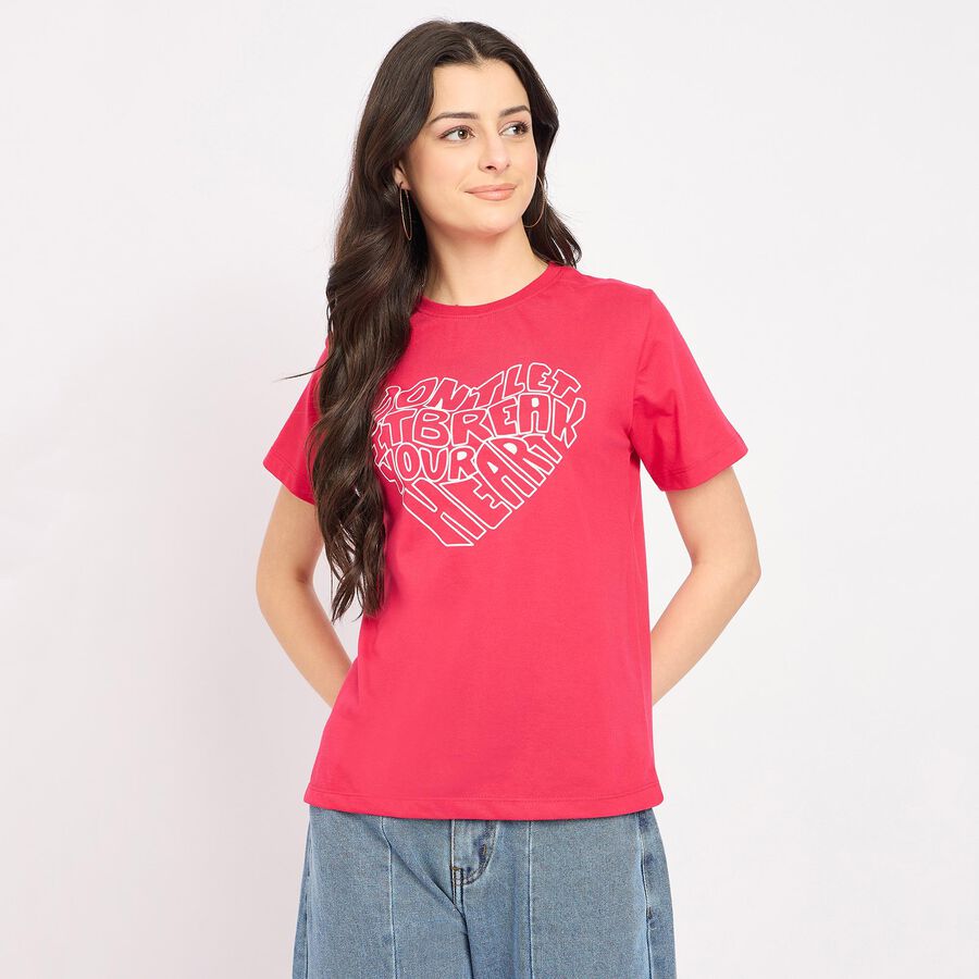 Ladies' Round Neck T-Shirt , Fuchsia, large