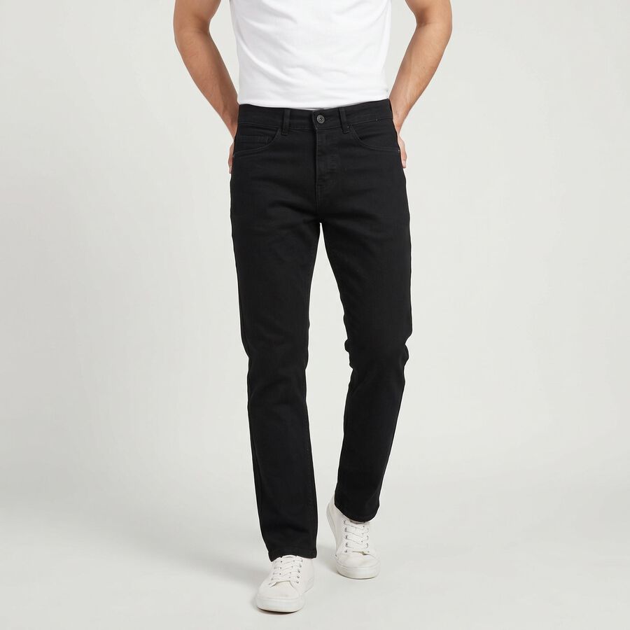 Men's Dark Grey Slim Fit Solid Jeans, गहरा ग्रे, large