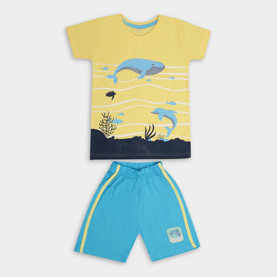 Boys' 100% Cotton Knit Baba Suit , Yellow, large image number null