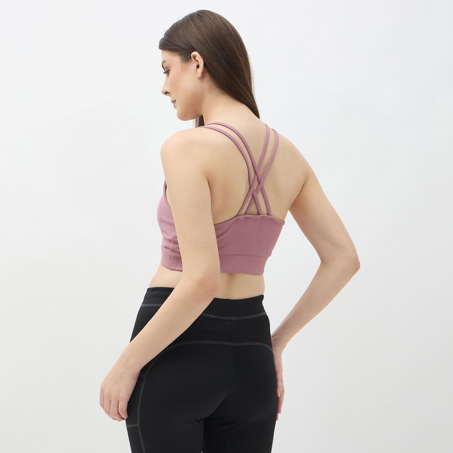 Women's Black Scoop Neck Athleisure Sports Bra, गुलाबी, large image number null