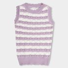 Girl's Light Lavender and White Cotton Crew Neck Casual Tunic, लाइलेक, small image number null