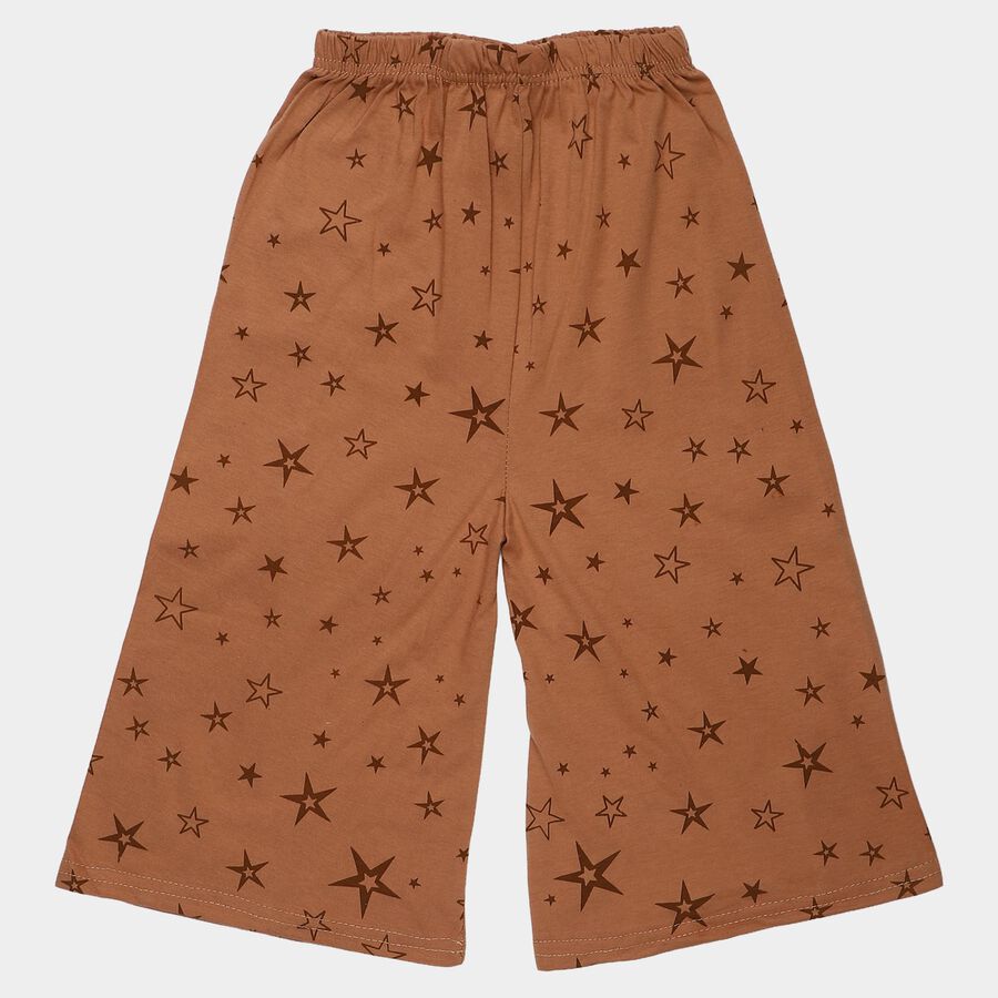 Girls' Brown Wide Leg Star Printed Capri, Brown, large
