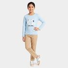Girls Light Blue Round Neck Regular Top, हल्का नीला, small