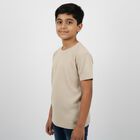 Boys Light Beige Crew Neck Casual T-Shirt, गहरा पीला, small image number null
