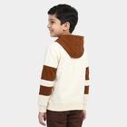 Boys' Brown Hooded Graphic Print Sweatshirt, भूरा, small