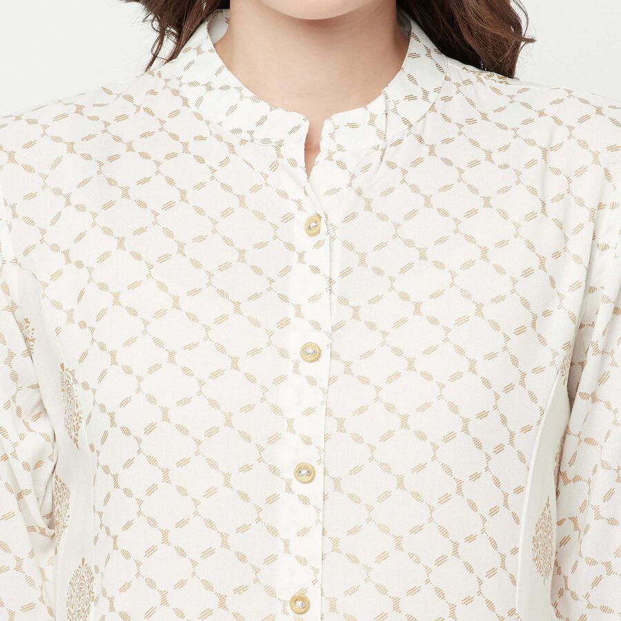 3/4th Sleeves Flared Kurta, Off White, large image number null