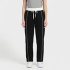 Women's Black Side-Striped Track Pants, काला, small