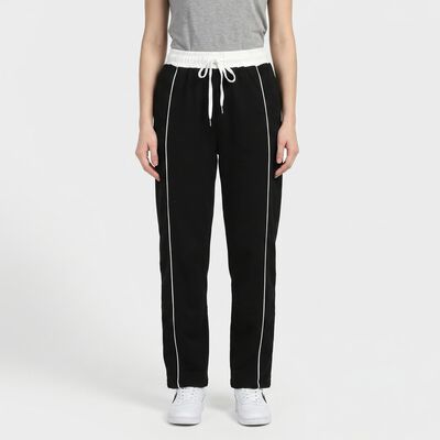 Women's Black Side-Striped Track Pants