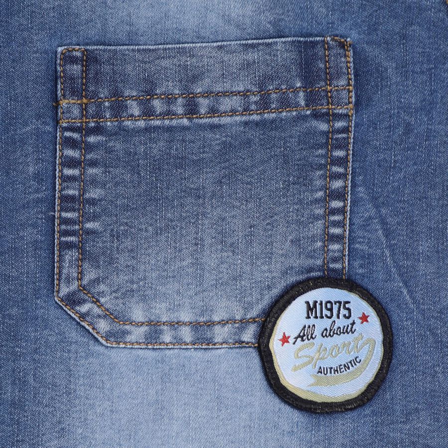 Boys' Muted Denim Blue Regular Collar Casual Shirt, Mid Blue, large image number null