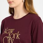 Ladies' 100% Cotton Round Neck T-Shirt , वाइन, small