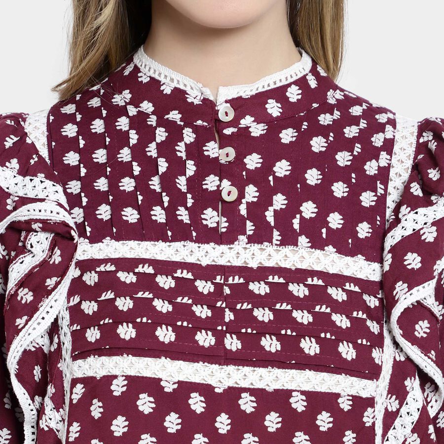 All Over Print Dress, Wine, large image number null