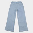 Girls Light Blue Wide Leg Pull-On Jeans, हल्का नीला, small